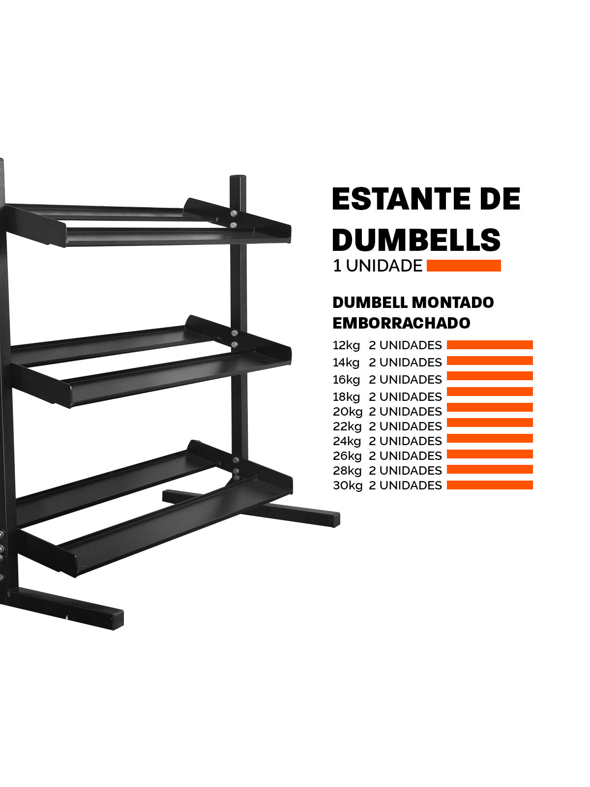 Kit Estante Expositora De Dumbbells + Halteres 12-30kg