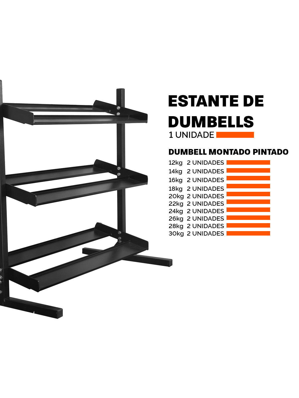 Kit Estante Expositora De Dumbbells + Halteres 12-30kg