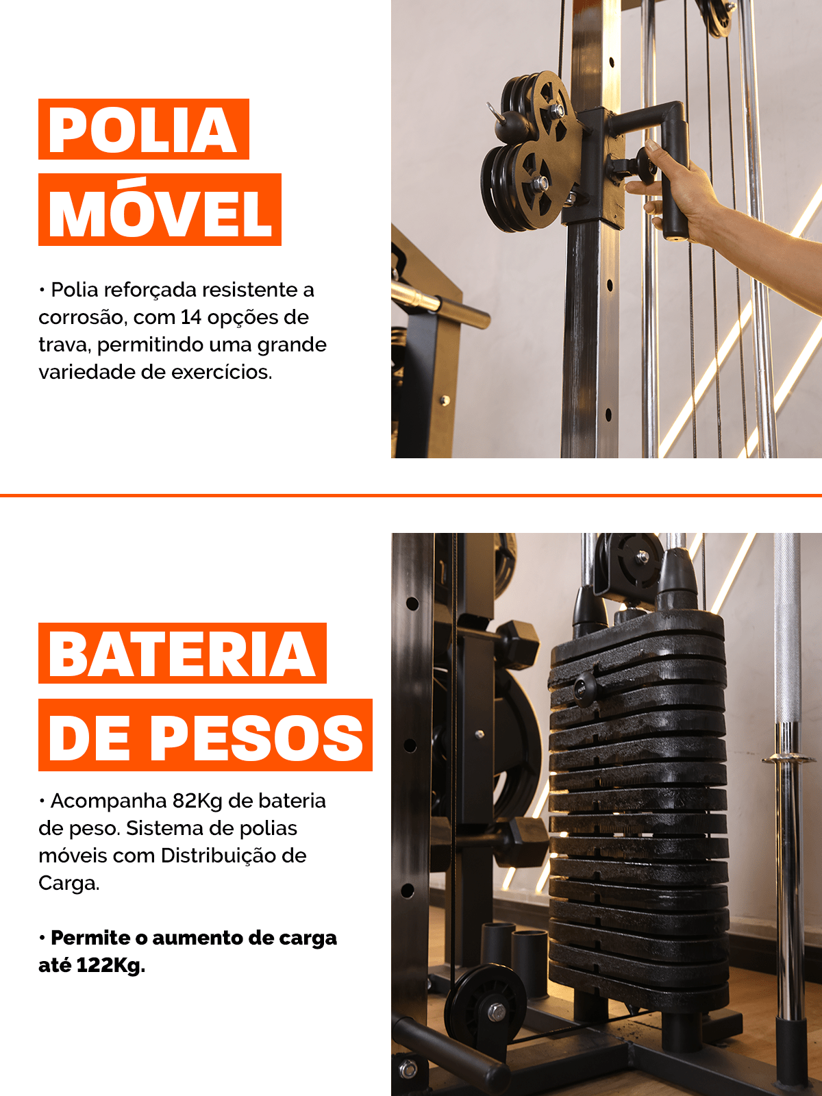 Kit 5 Estação De Musculação Mega Rack Full Com Polia Móvel Flutuante - MegaGym