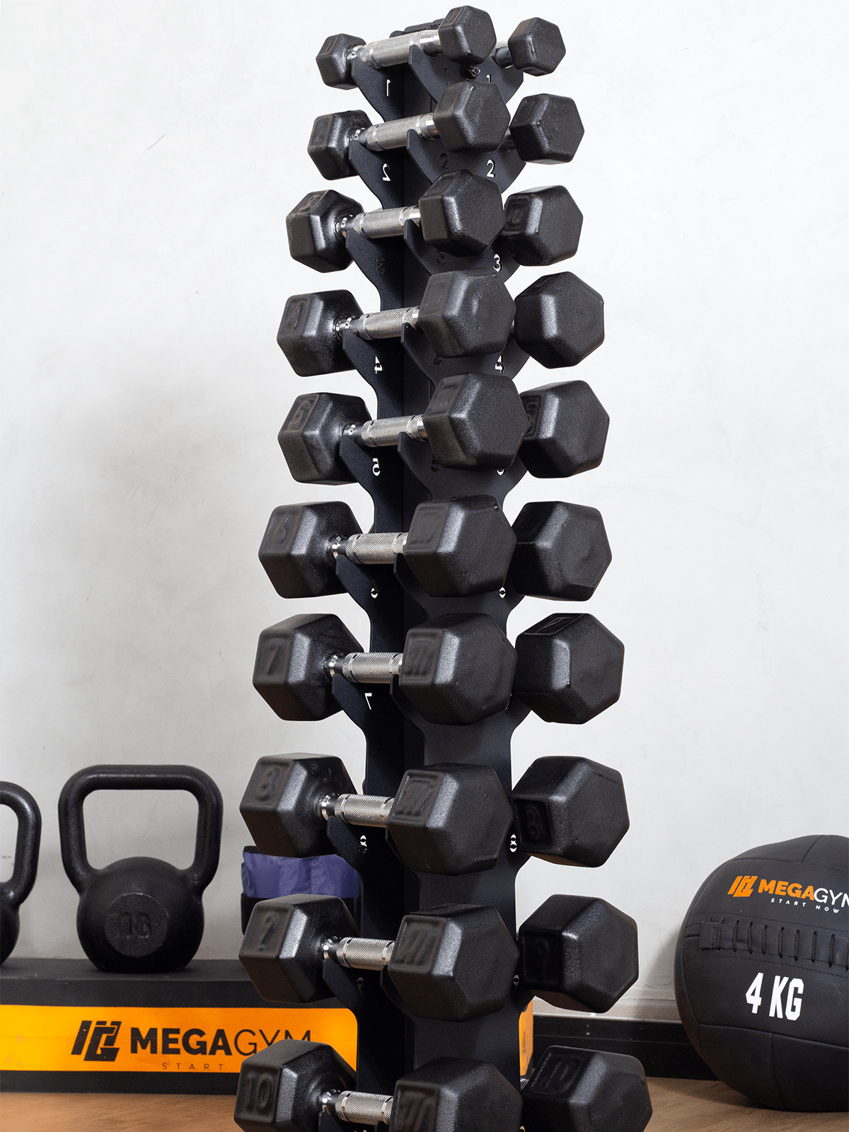 Kit 20 Halteres (10 Pares de 1 a 10 kg) | Dumbbells Texturizados com Pegada Cromada - MegaGym