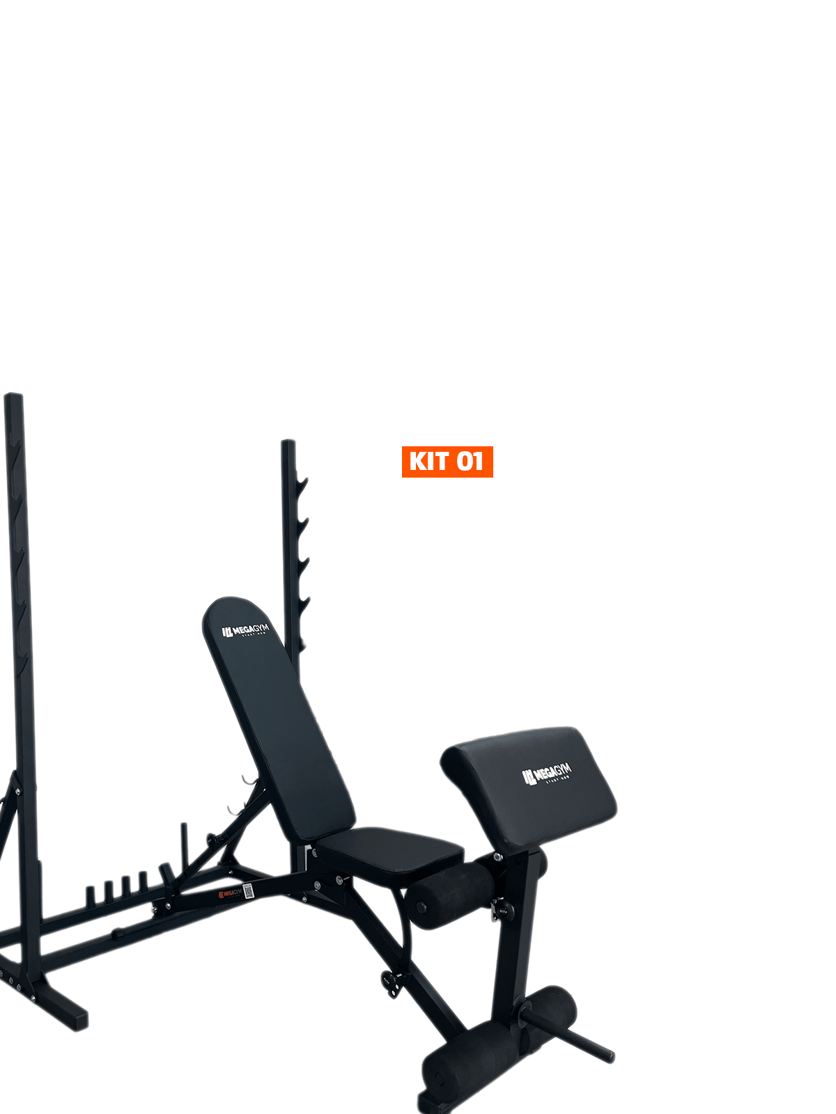 Banco Regulável 10x1 com Cadeira Extensora + Scott + Rack Agachamento - MegaGym