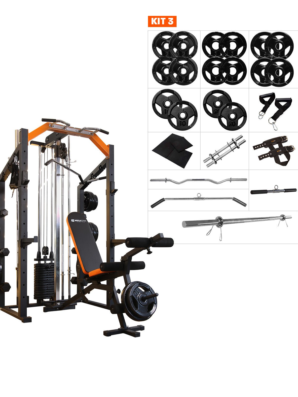 Estação De Musculação Mega Rack Full Com Polia Móvel Flutuante - MegaGym