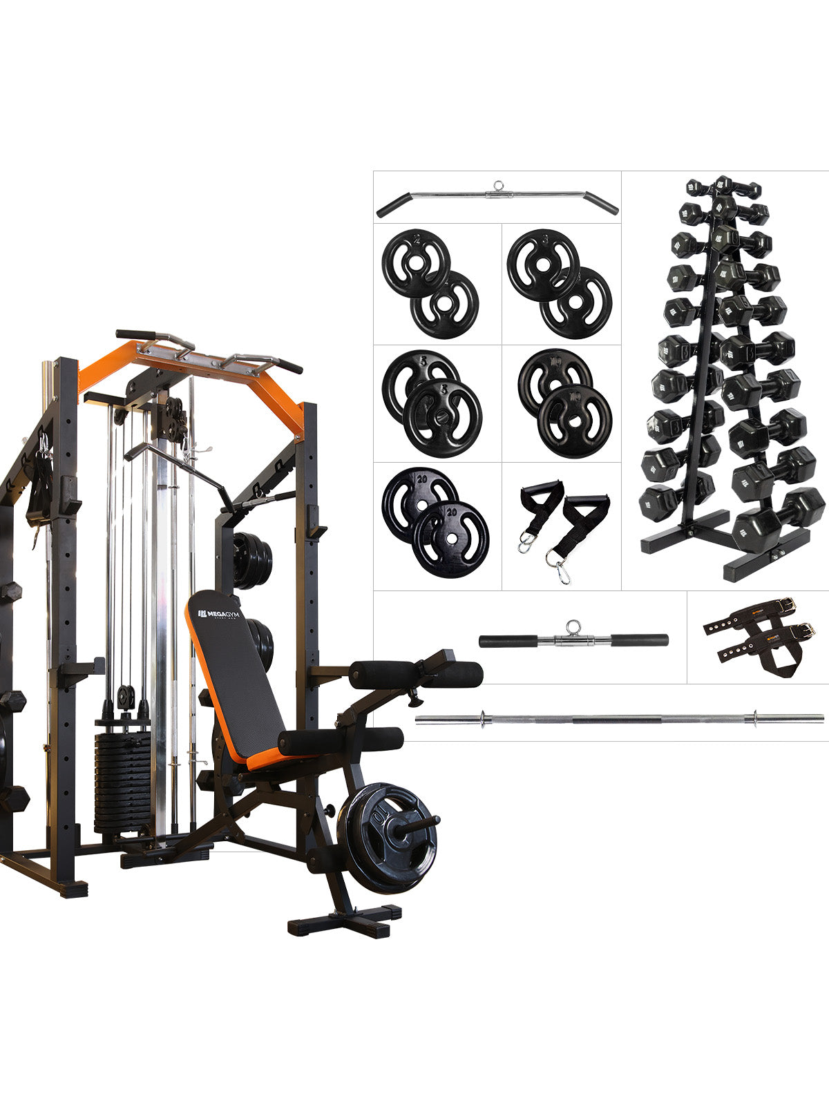 Kit 4 Estação De Musculação Mega Rack Full Com Polia Móvel Flutuante