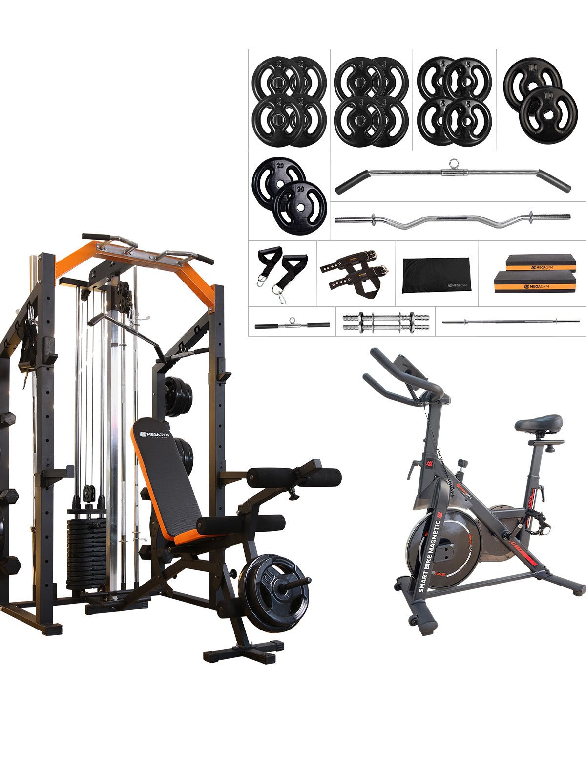 Kit 5 Estação De Musculação Mega Rack Full Com Polia Móvel Flutuante - MegaGym
