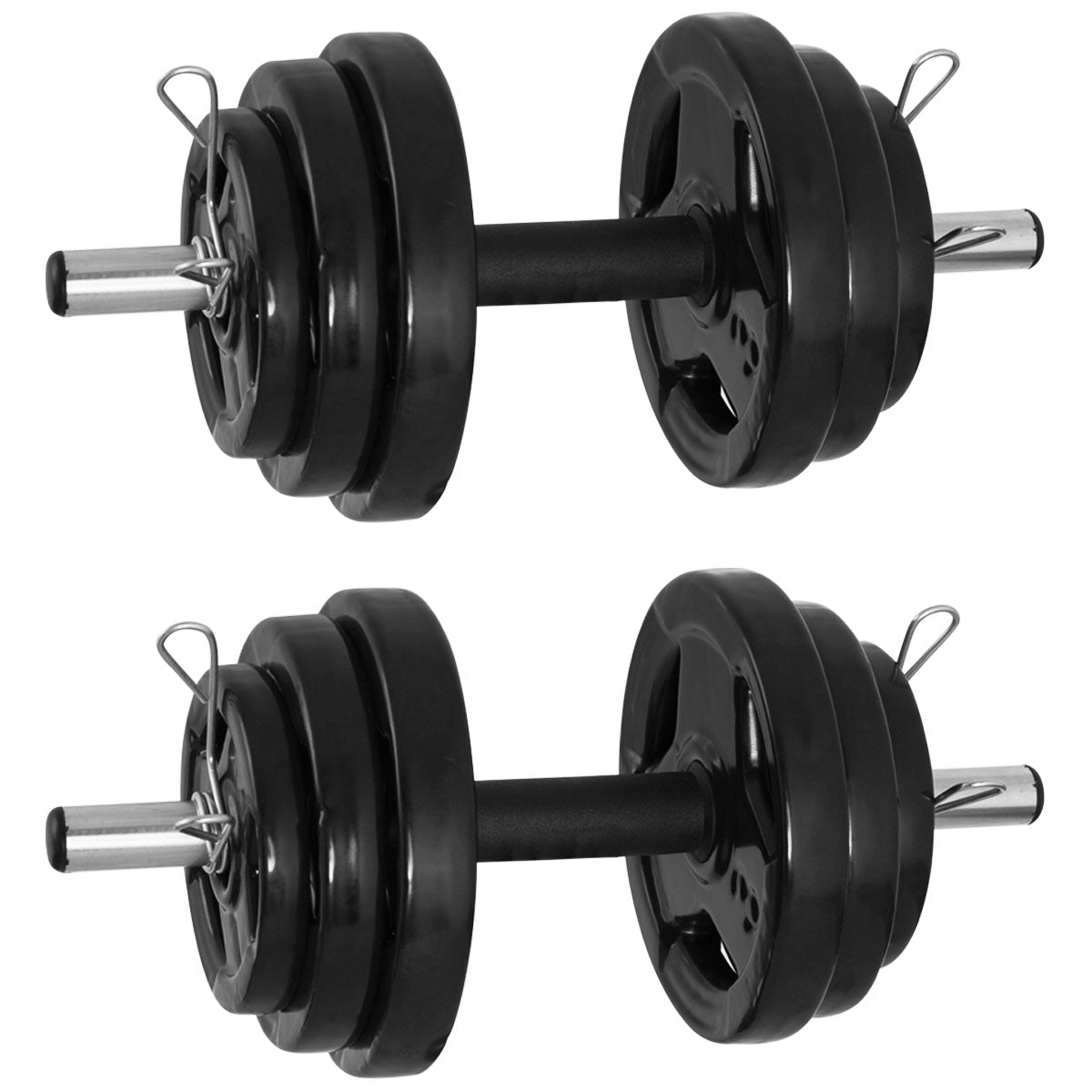 Kit Par e Halteres Barra + 24Kg De Anilhas Sport