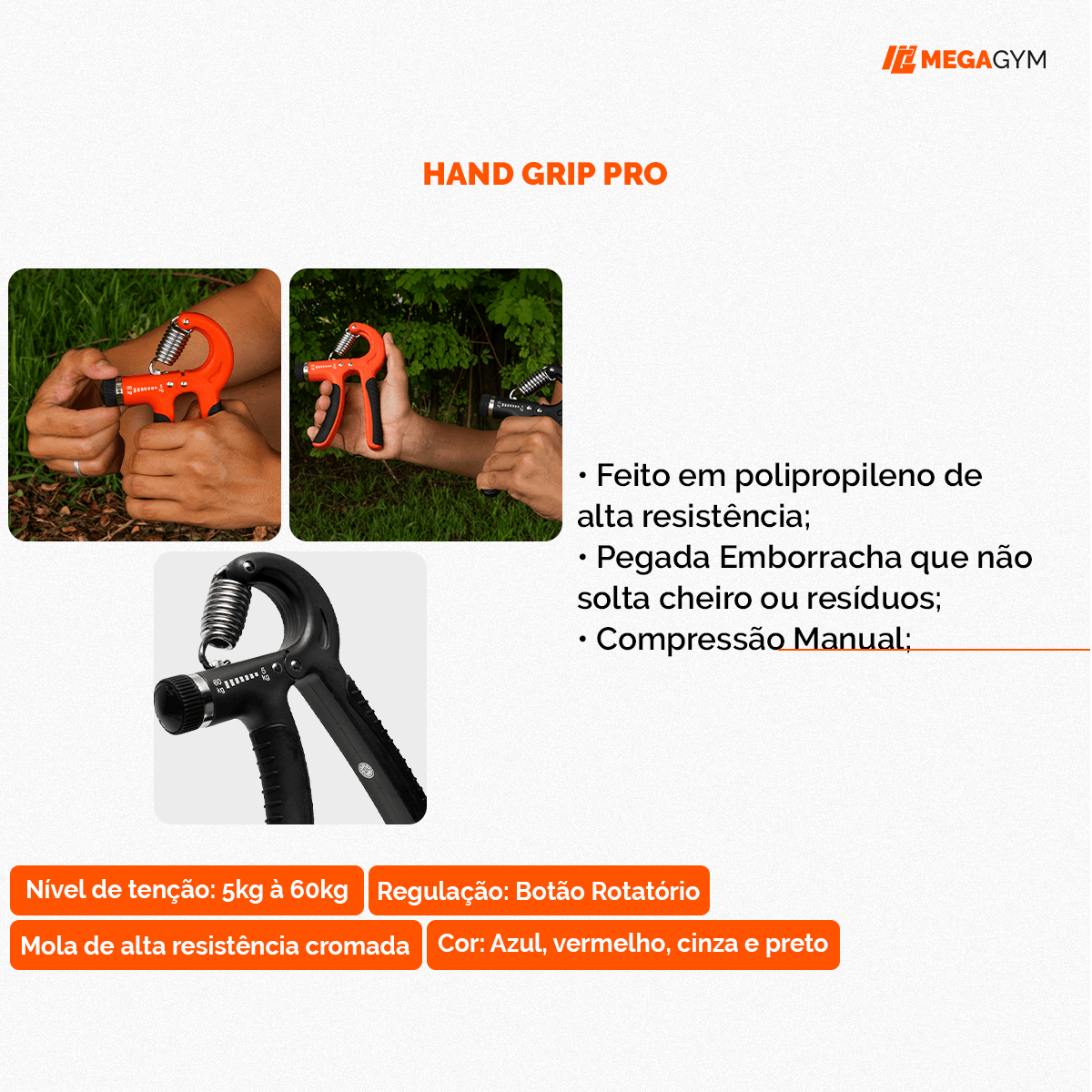 Hand Grip Fortalecedor De Punhos E Ante Braço - MegaGym