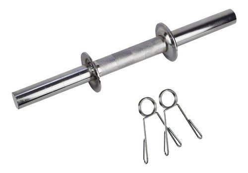 Halter Barra 35cm 28,57mm Maciça Com Presilhas Cromada - MegaGym