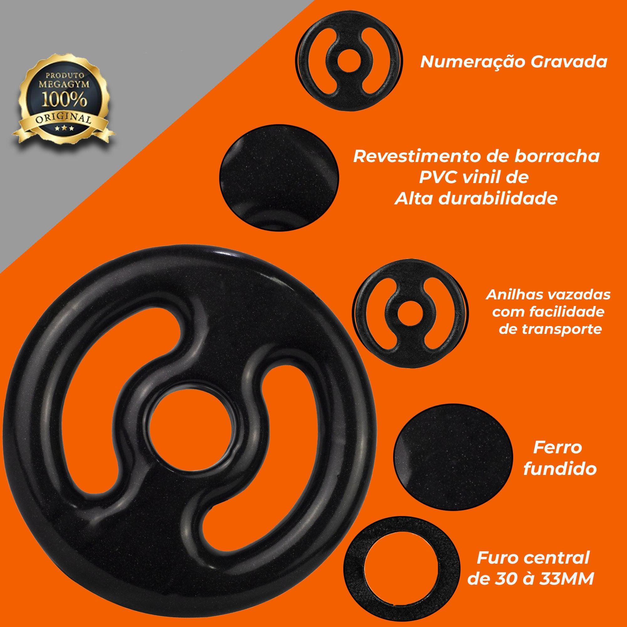 Kit Com 12kg deAnilhas Emborrachadas-MEGAGYM