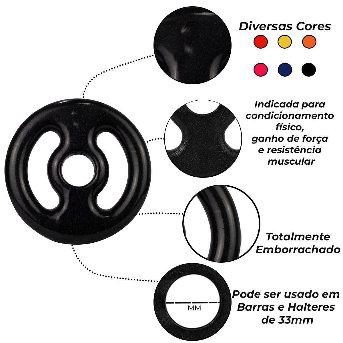 Kit Com 12kg deAnilhas Emborrachadas-MEGAGYM