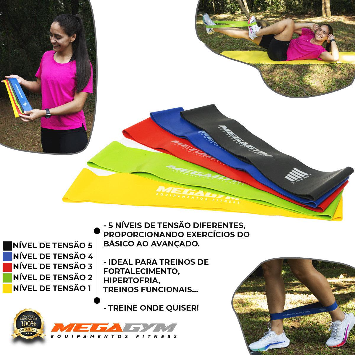 Kit Mini-band Elastico Academia 5 Fitas 5 Intensidades-MEGAGYM