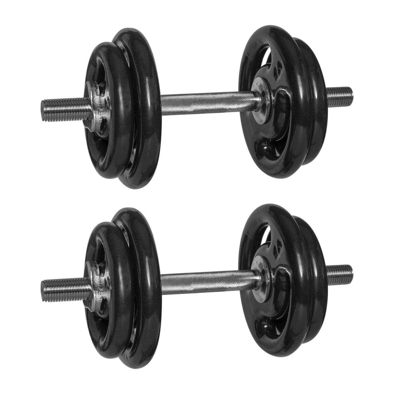 Kit Treino Com Par Halteres Barra 40cm + 20kg Anilhas Emborrachadas-MEGAGYM