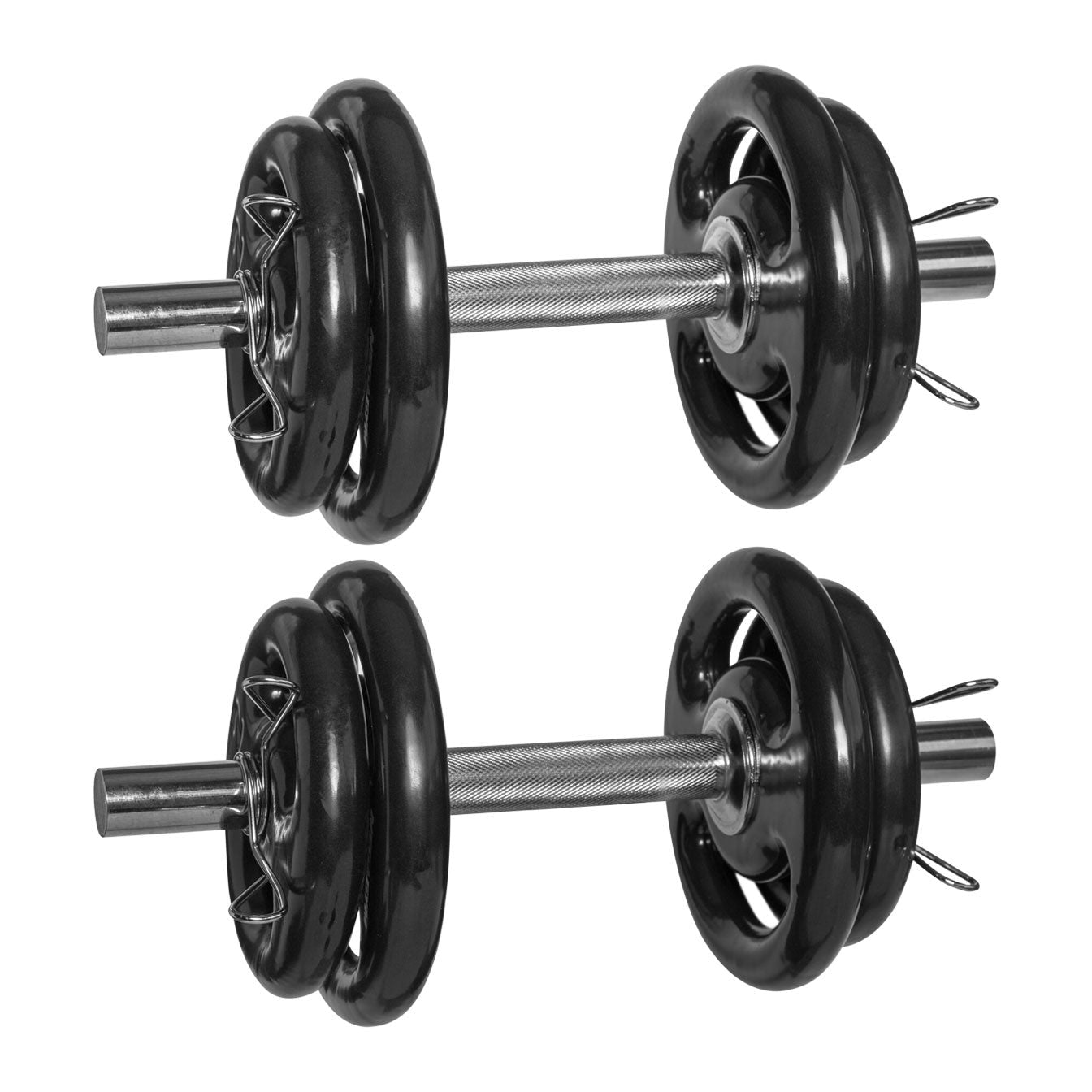 Kit Treino Com Par Halteres Barra 40cm + 20kg Anilhas Emborrachadas-MEGAGYM