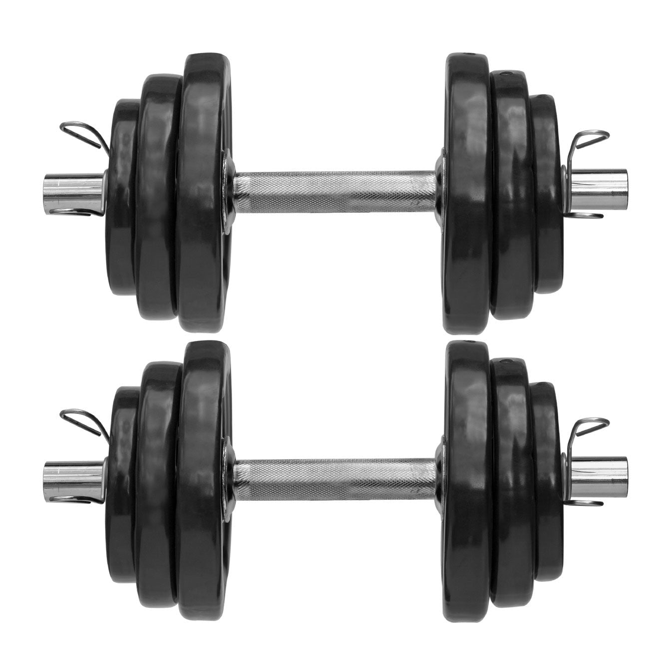 Kit Treino Com Par Halteres Barra 40cm + 24kg Anilhas Sport Emborrachadas-MEGAGYM