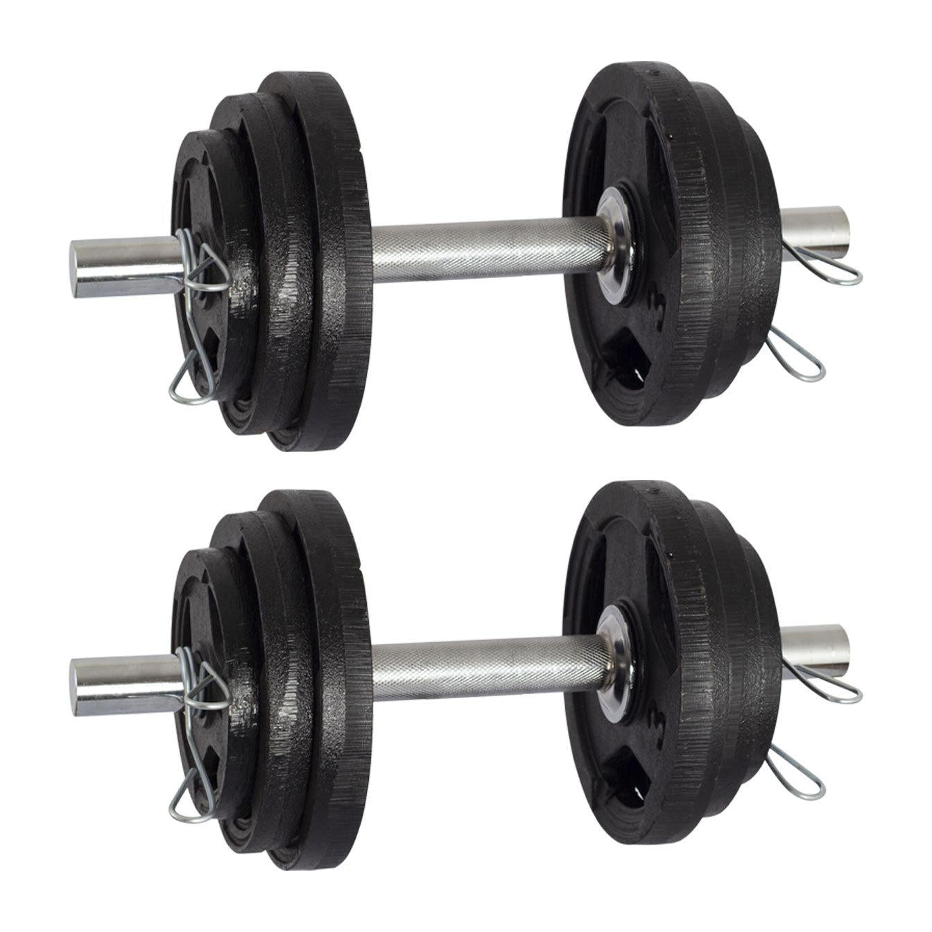 Kit Treino Com Par Halteres Barra 40cm + 24kg Anilhas Sport Pintadas-MEGAGYM