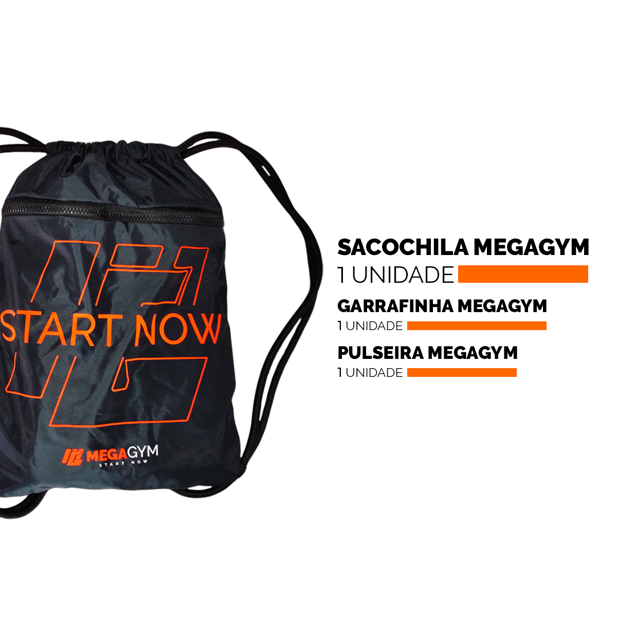 KIT MEGAGYM com Sacochila + Squeeze + Pulseira - MegaGym
