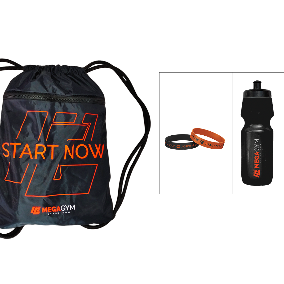 KIT MEGAGYM com Sacochila + Squeeze + Pulseira