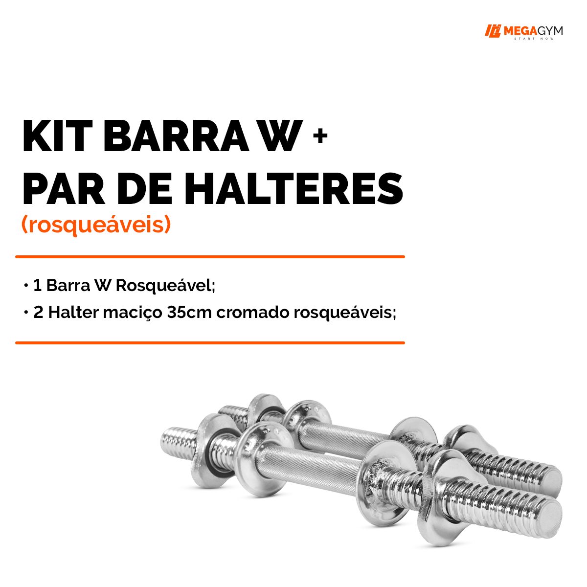 Kit Treino Com Barra W + Par Halter Barra 35cm