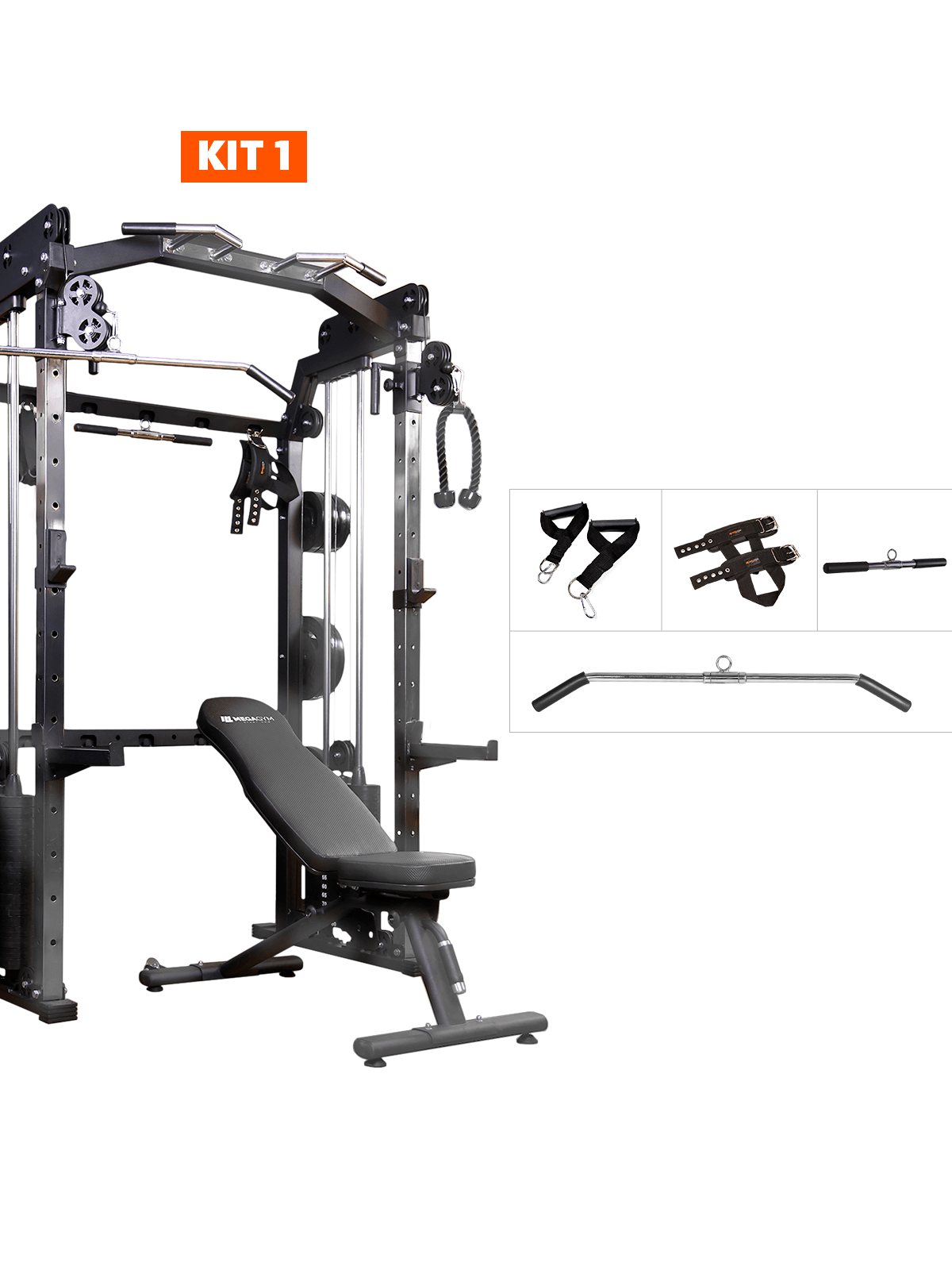 Kit 1 Estação Mega Rack Crossover Com Polia Móvel - MegaGym
