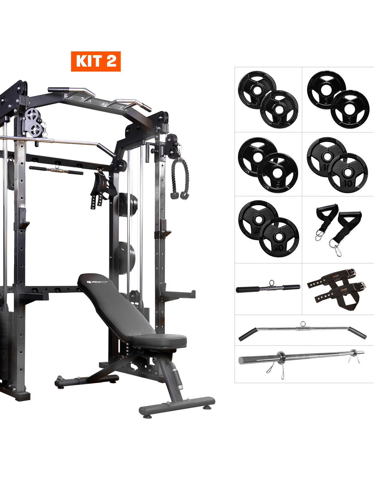 Kit 2 Estação Mega Rack Crossover Com Polia Móvel - MegaGym