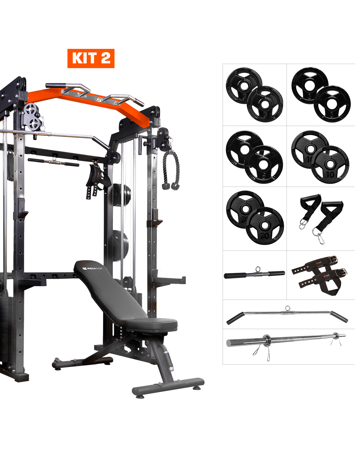 Kit 2 Estação Mega Rack Crossover Com Polia Móvel - MegaGym