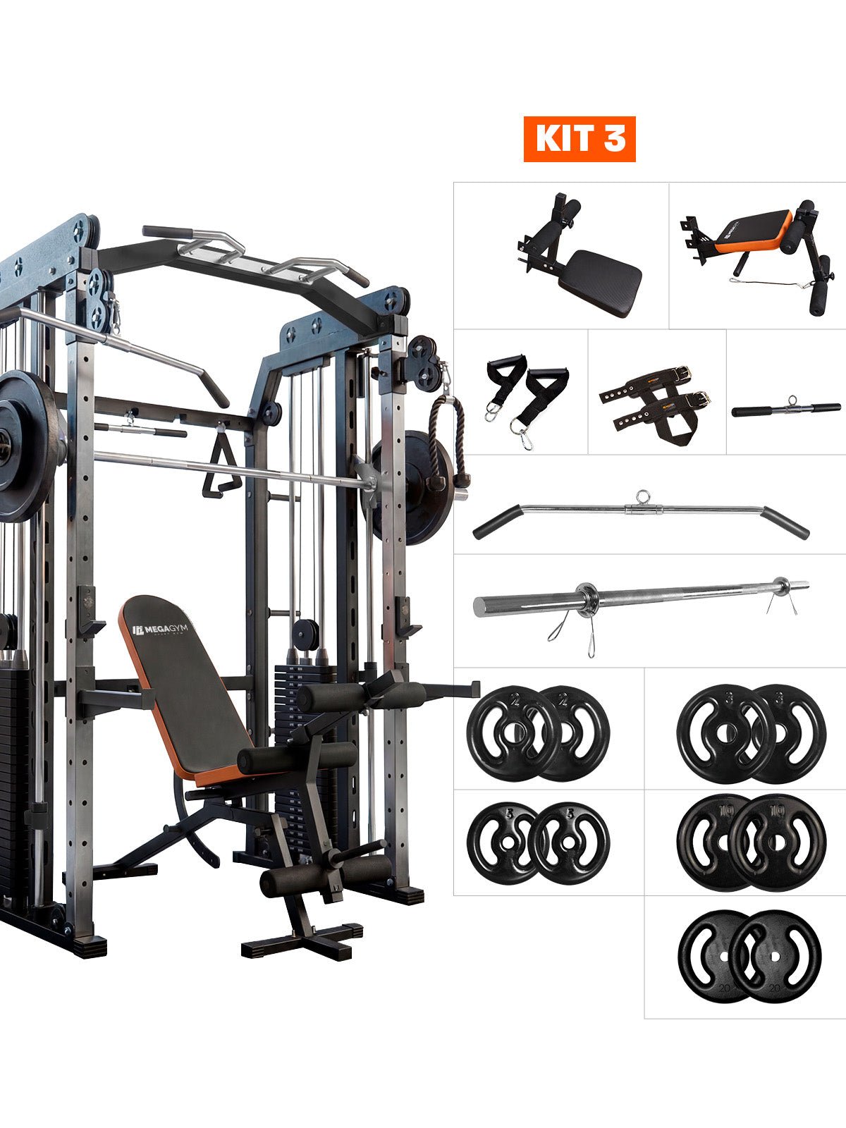 Multi Crossover Smith Com Rack Integrado + Barra Guiada - MegaGym
