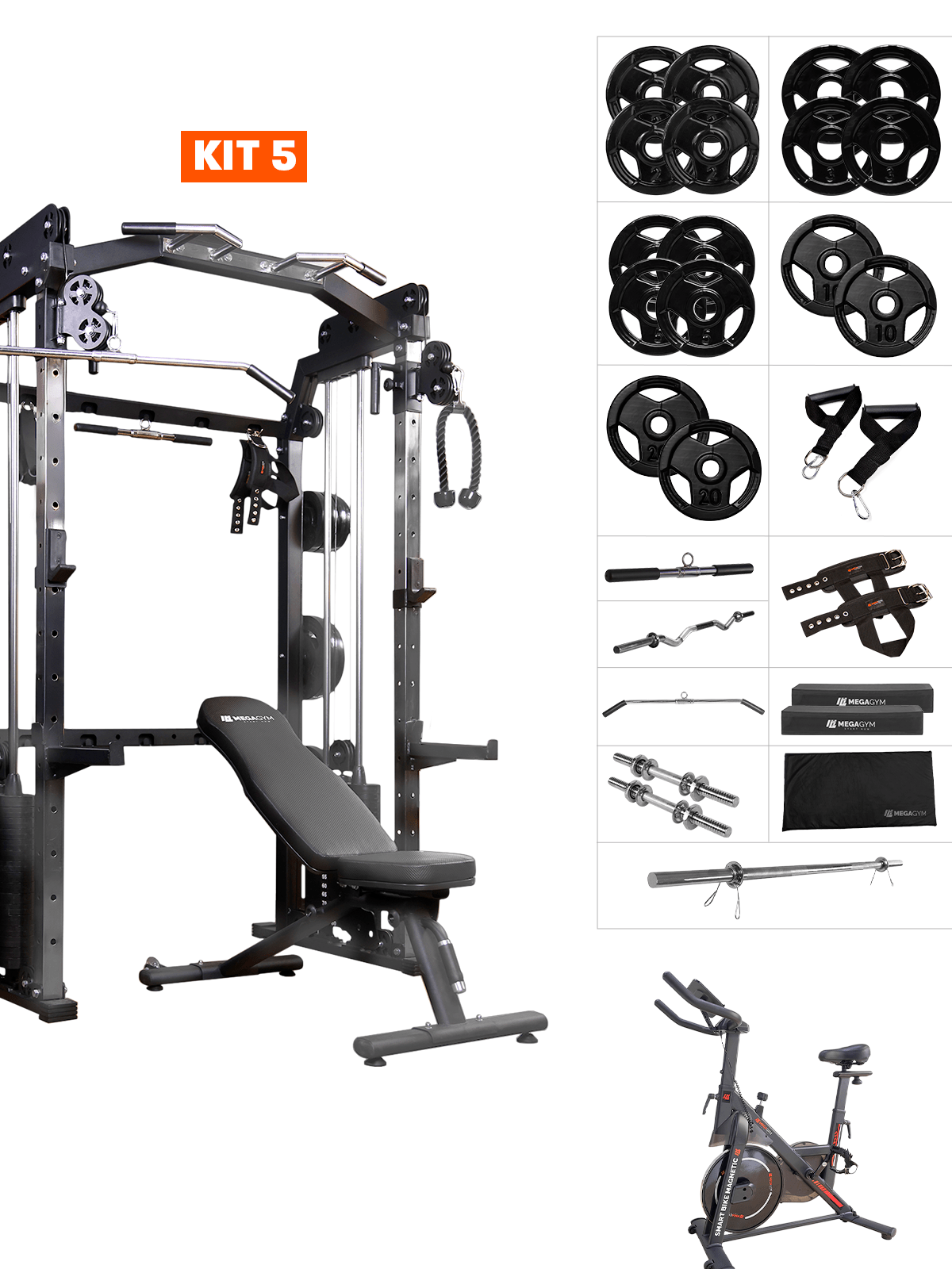 Kit 5 Estação Mega Rack Crossover Com Polia Móvel - MegaGym