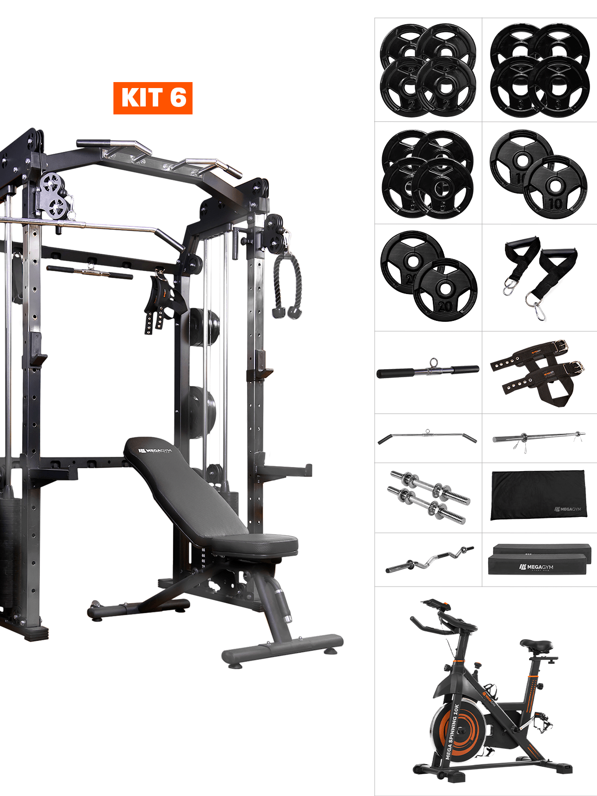 Kit 6 Estação Mega Rack Crossover Com Polia Móvel - MegaGym