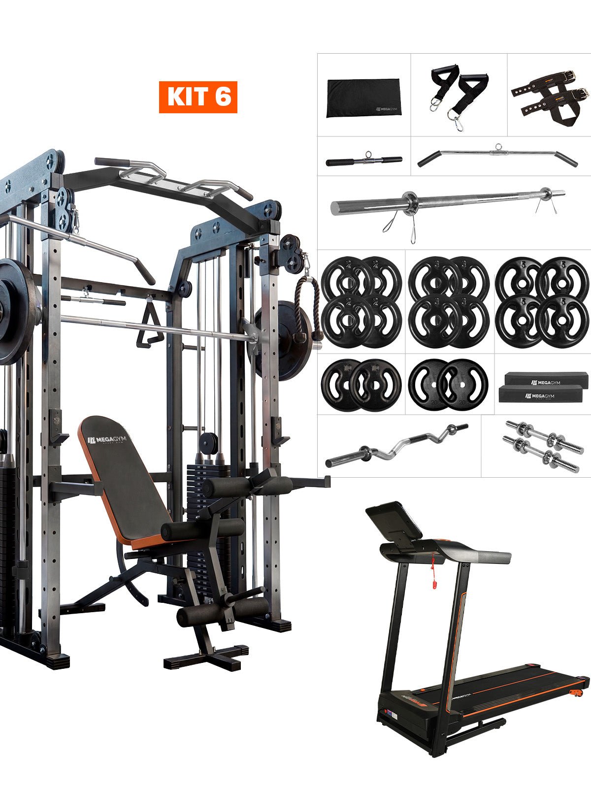 Multi Crossover Smith Com Rack Integrado + Barra Guiada - MegaGym