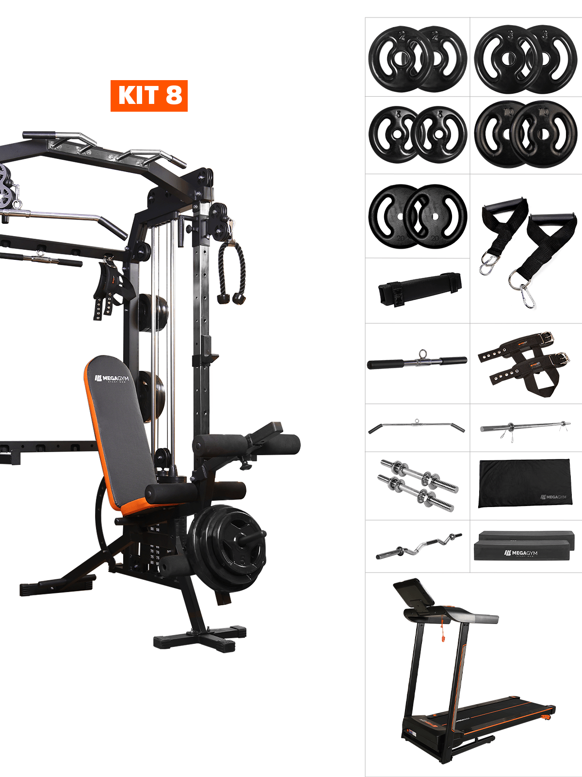 Kit 8 Estação Mega Rack Crossover Com Polia Móvel - MegaGym