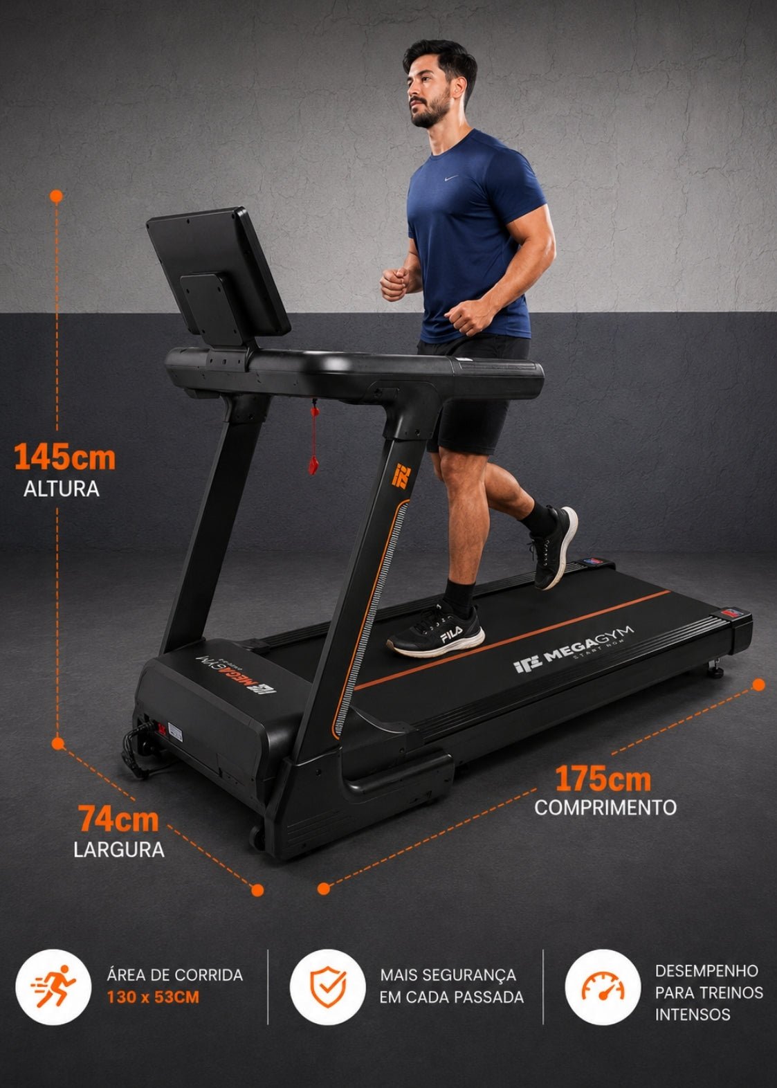 Esteira Semiprofissional Elétrica Smart Pace Ultra 20km/h | Motor 5.0 HPP | Bluetooth |Suporta até 160kg - MegaGym