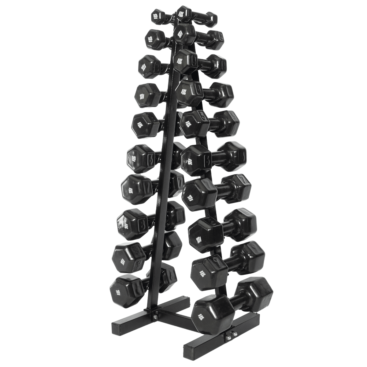 Kit Torre Suporte Expositor + 10 Pares De Halteres Sextavados Emborrachados 1 Á 10KG - MegaGym