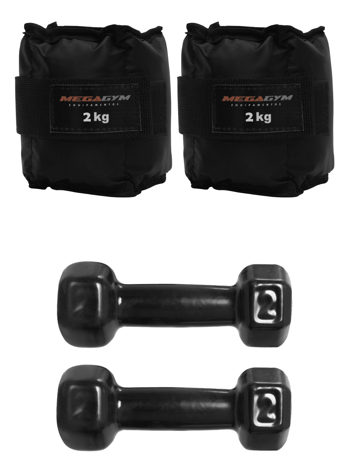 Kit Treino Funcional Halter Sextavado Emborrachado E Caneleira De Peso - MegaGym