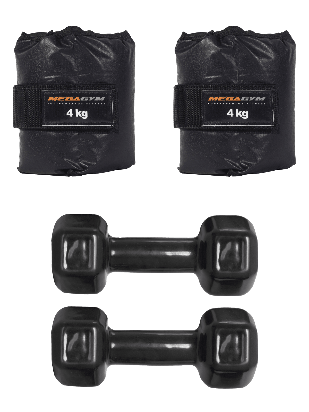 Kit Treino Funcional Halter Sextavado Emborrachado E Caneleira De Peso - MegaGym