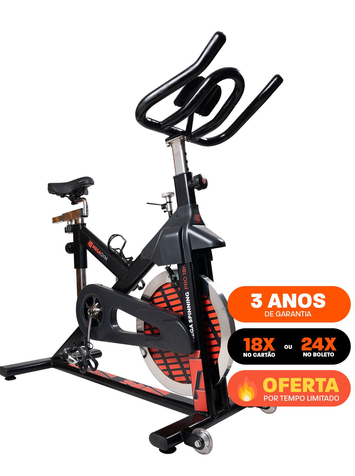 Bike Mega Spinning PRO 18K - Bicicleta Indoor Profissional - MegaGym