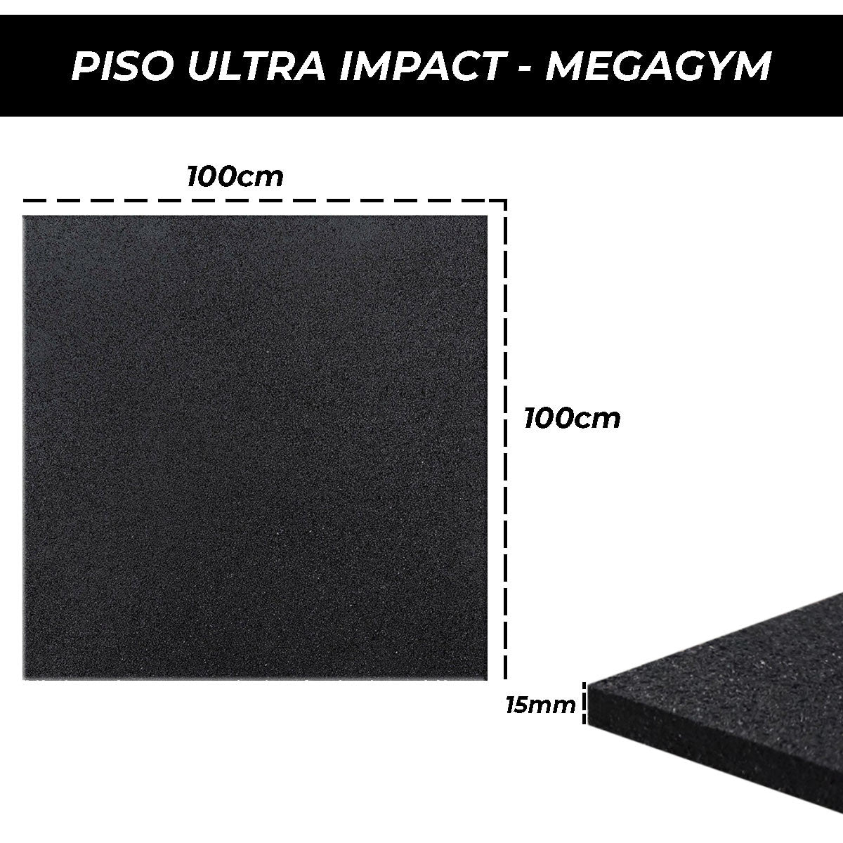 Piso Emborrachado 15mm Ultra Impact - MegaGym