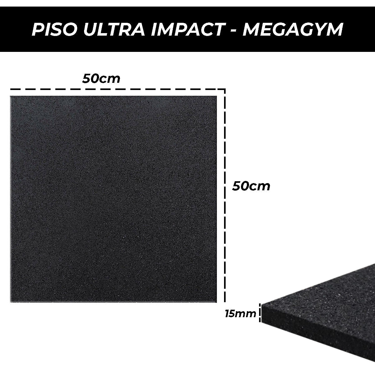 Piso Emborrachado 15mm Ultra Impact - MegaGym