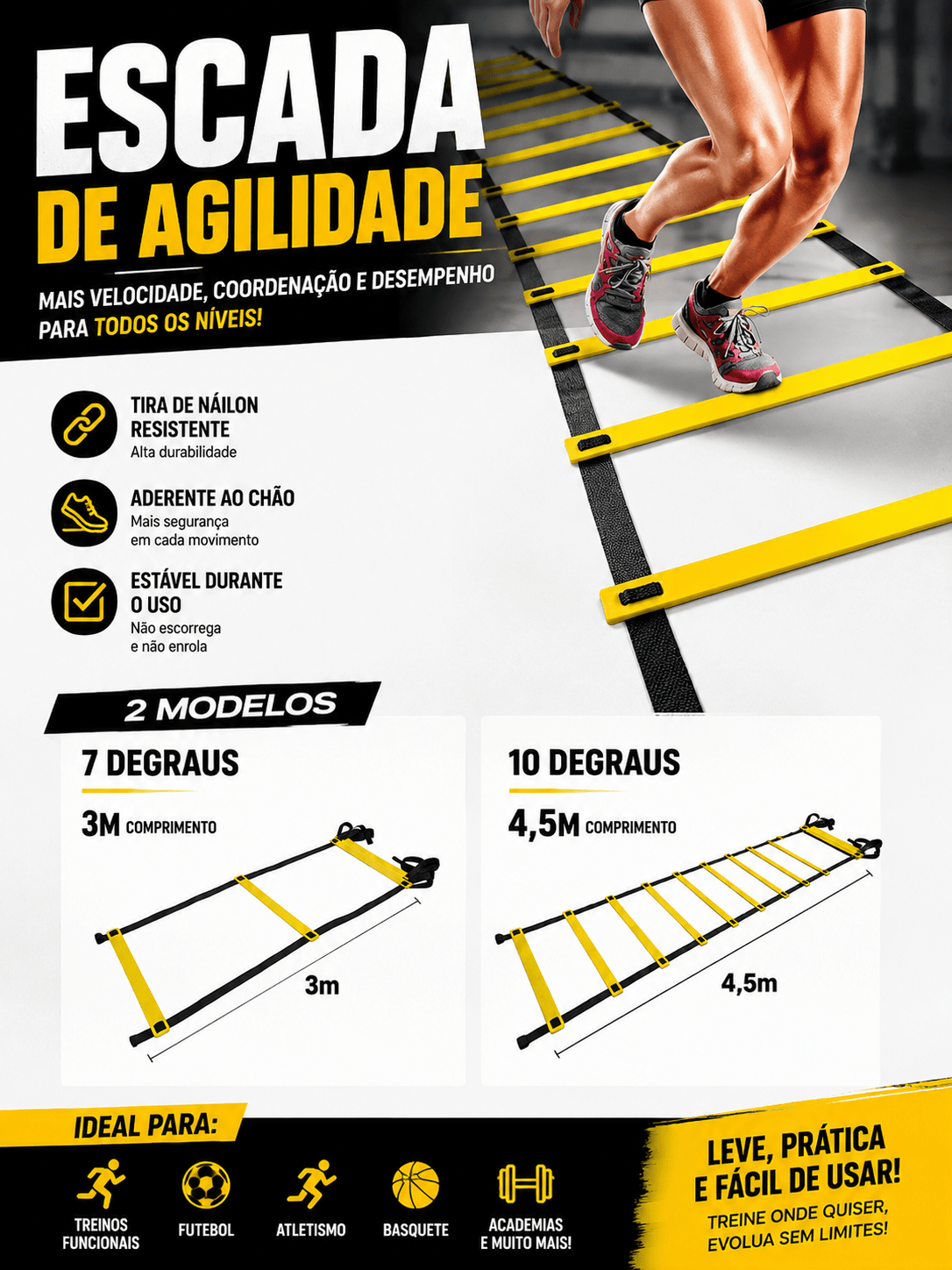 Escada De Agilidade Com Degraus Ajustáveis Para Treino Funcional - MegaGym