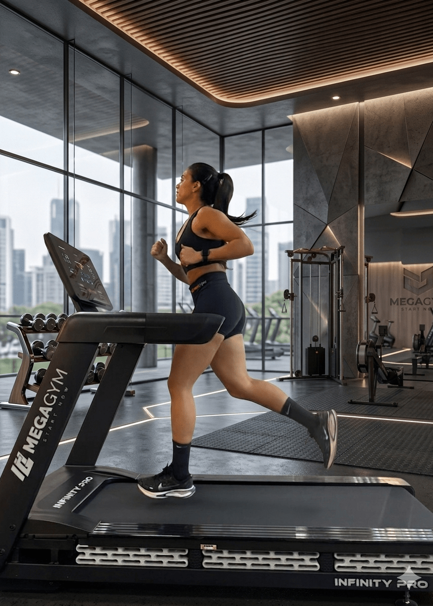 Esteira Profissional Infinity Pro | 25 km/h | Suporta 200 kg | Motor AC 6 HPP | Inclinação Automática com 25 Níveis - MegaGym