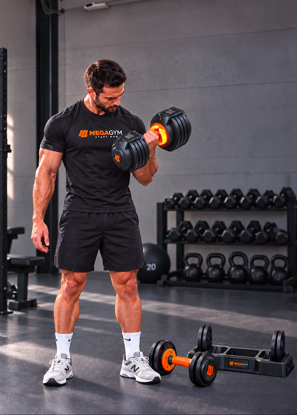 Halter Dumbbell Regulável | 5 Configurações de peso | Base para suporte dos Halteres