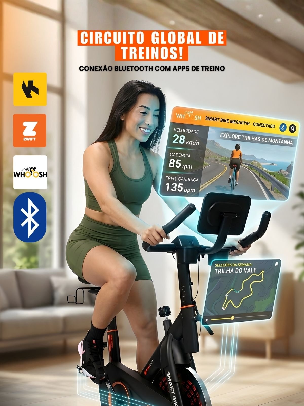 Bike Spinning Smart Magnetic 6K | Resistência Magnética Potente | Banco Ultra Soft | Suporta 160 Kg - MegaGym