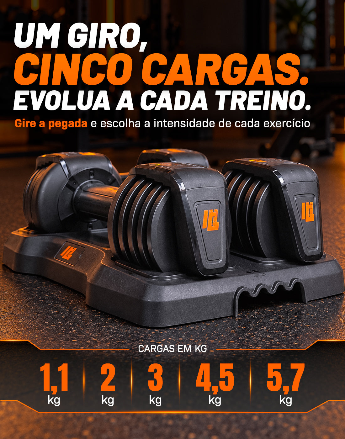 Par Halter Dumbbell Regulável Até 1 a 5,7Kg