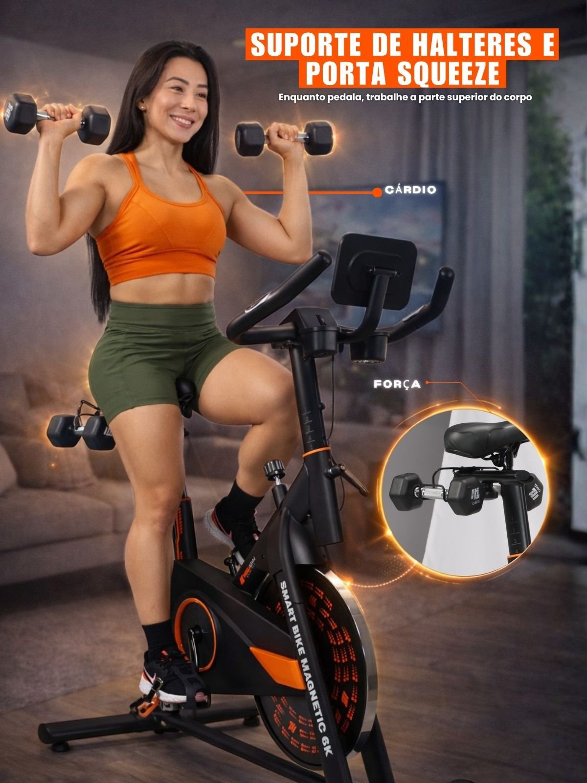 Bike Spinning Smart Magnetic 6K | Resistência Magnética Potente | Banco Ultra Soft | Suporta 160 Kg - MegaGym