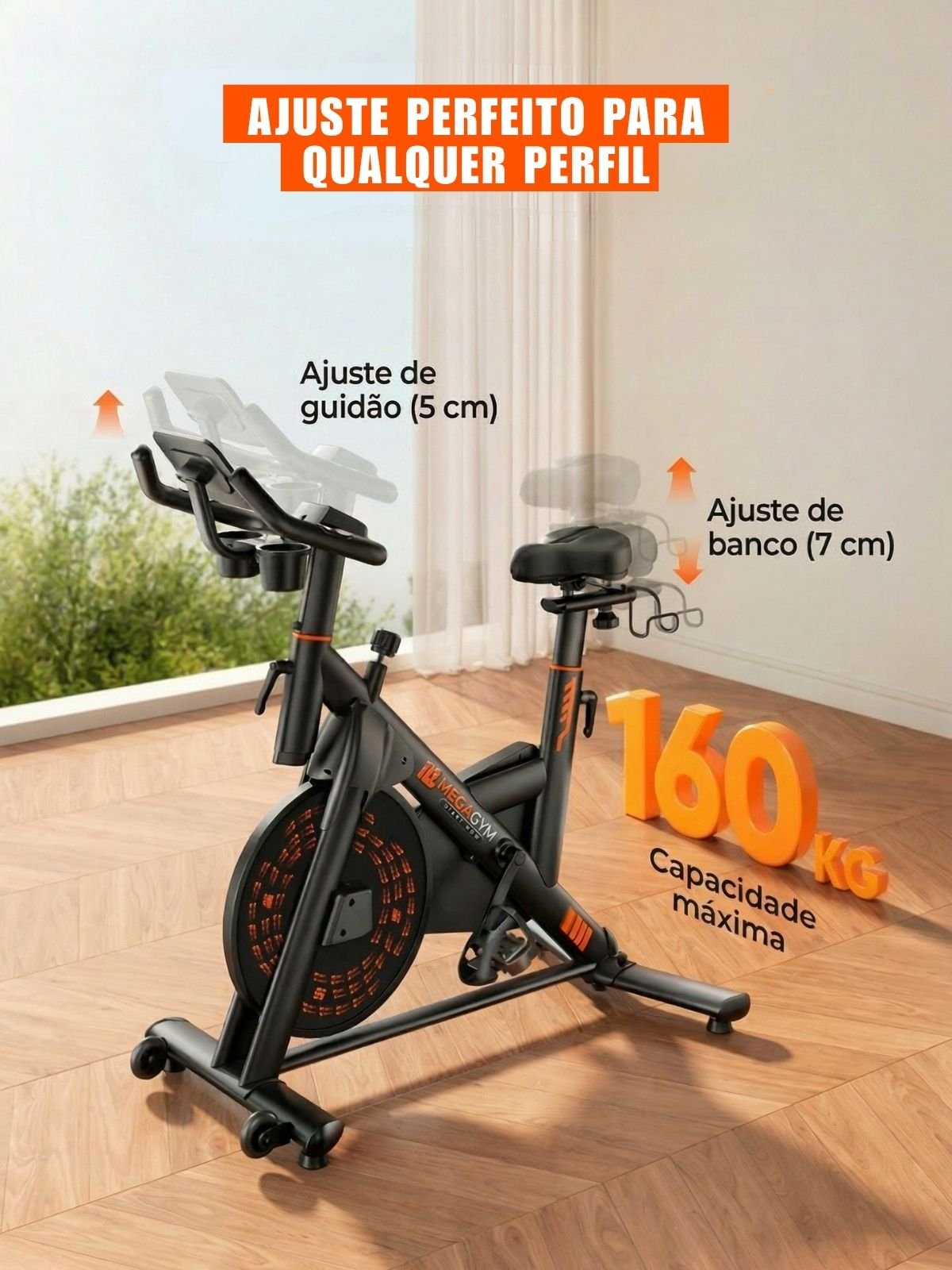 Bike Spinning Smart Magnetic 6K | Resistência Magnética Potente | Banco Ultra Soft | Suporta 160 Kg - MegaGym