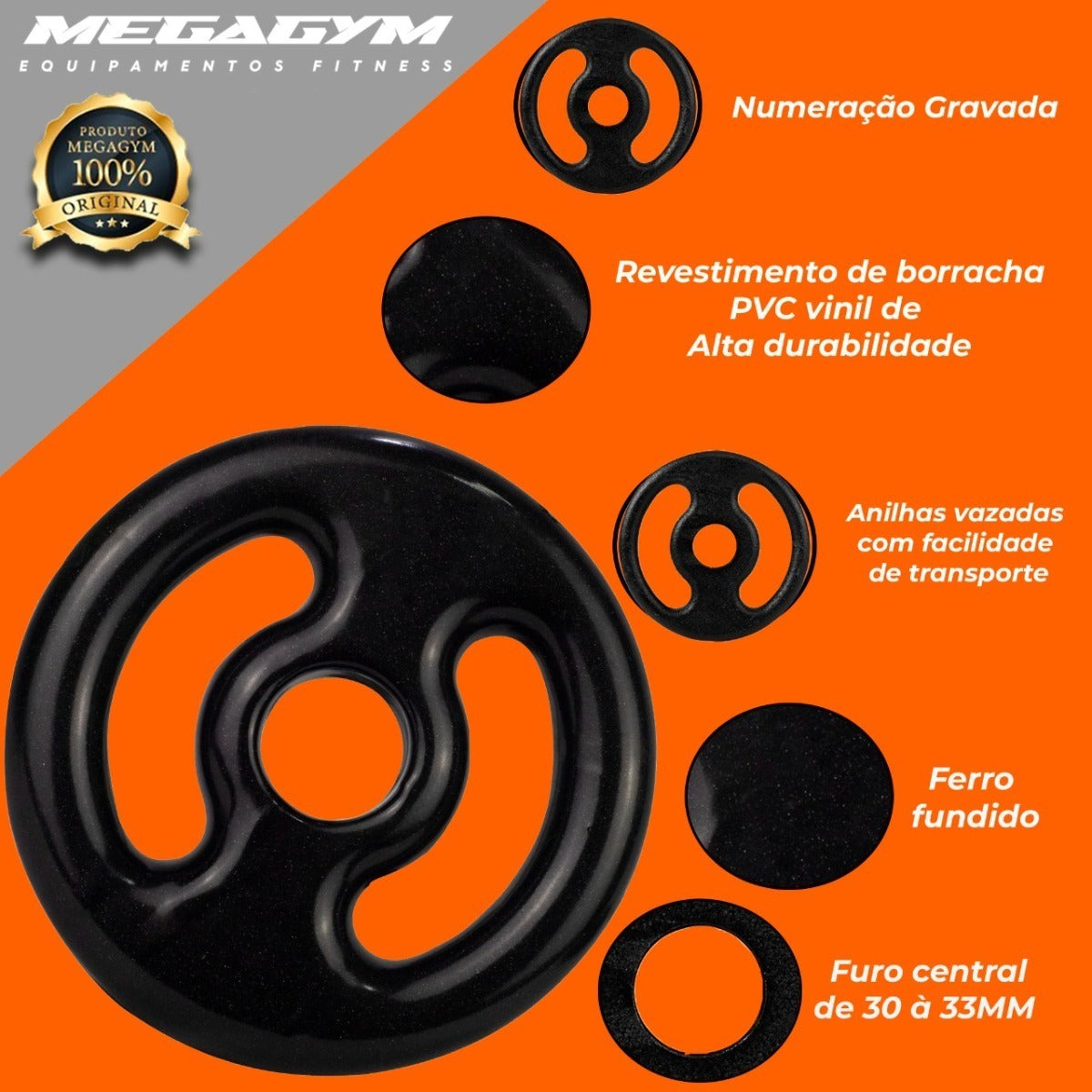 KIT 220Kg de Anilhas 4x2kg 4x3kg 4x5kg 4x10kg 4x15kg 4x20kg