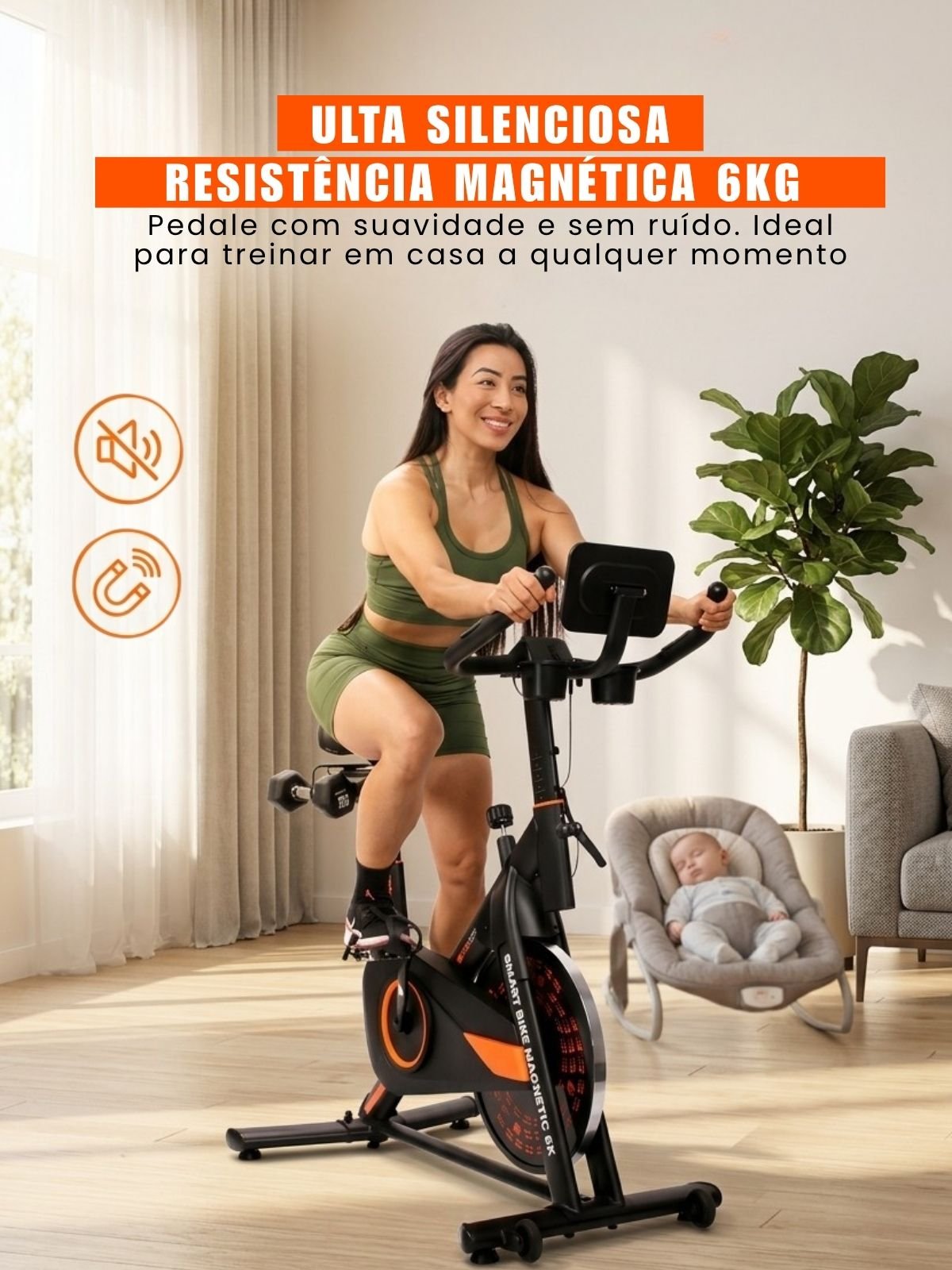 Bike Spinning Smart Magnetic 6K | Resistência Magnética Potente | Banco Ultra Soft | Suporta 160 Kg - MegaGym