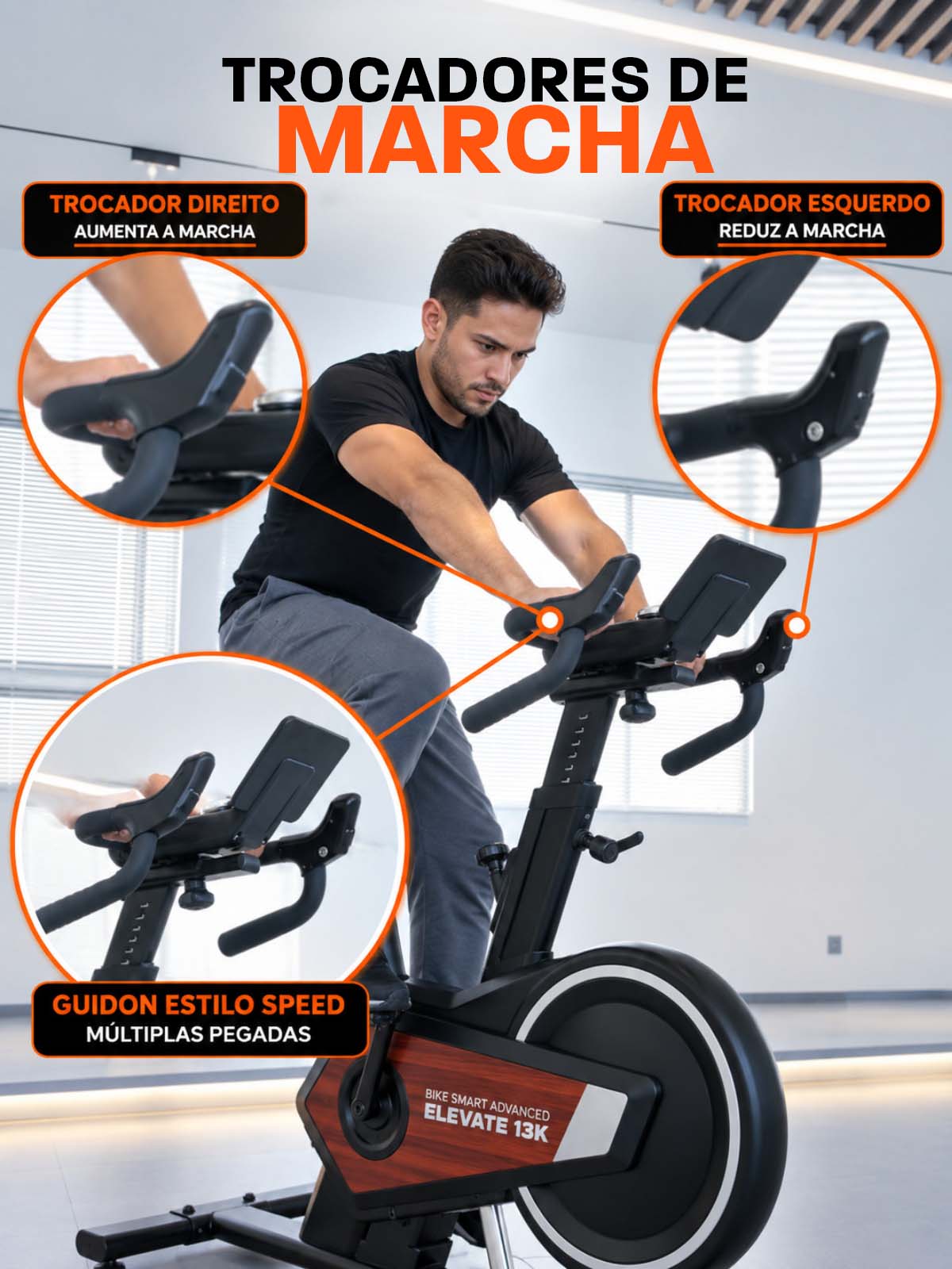 Bike Smart Advanced Elevate 13K | Ajuste Automático de Inclinação e Intensidade | Disco De Inercia 13K | Resistência Magnética| Suporta 150 Kg - MegaGym
