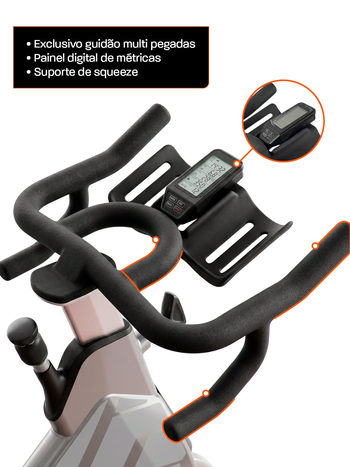 Bike Profissional Magnética Forza Pro 20K | Com Monitor Digital | Resistência Magnética | Disco de Inercia 18Kg | Suporta 170Kg - MegaGym