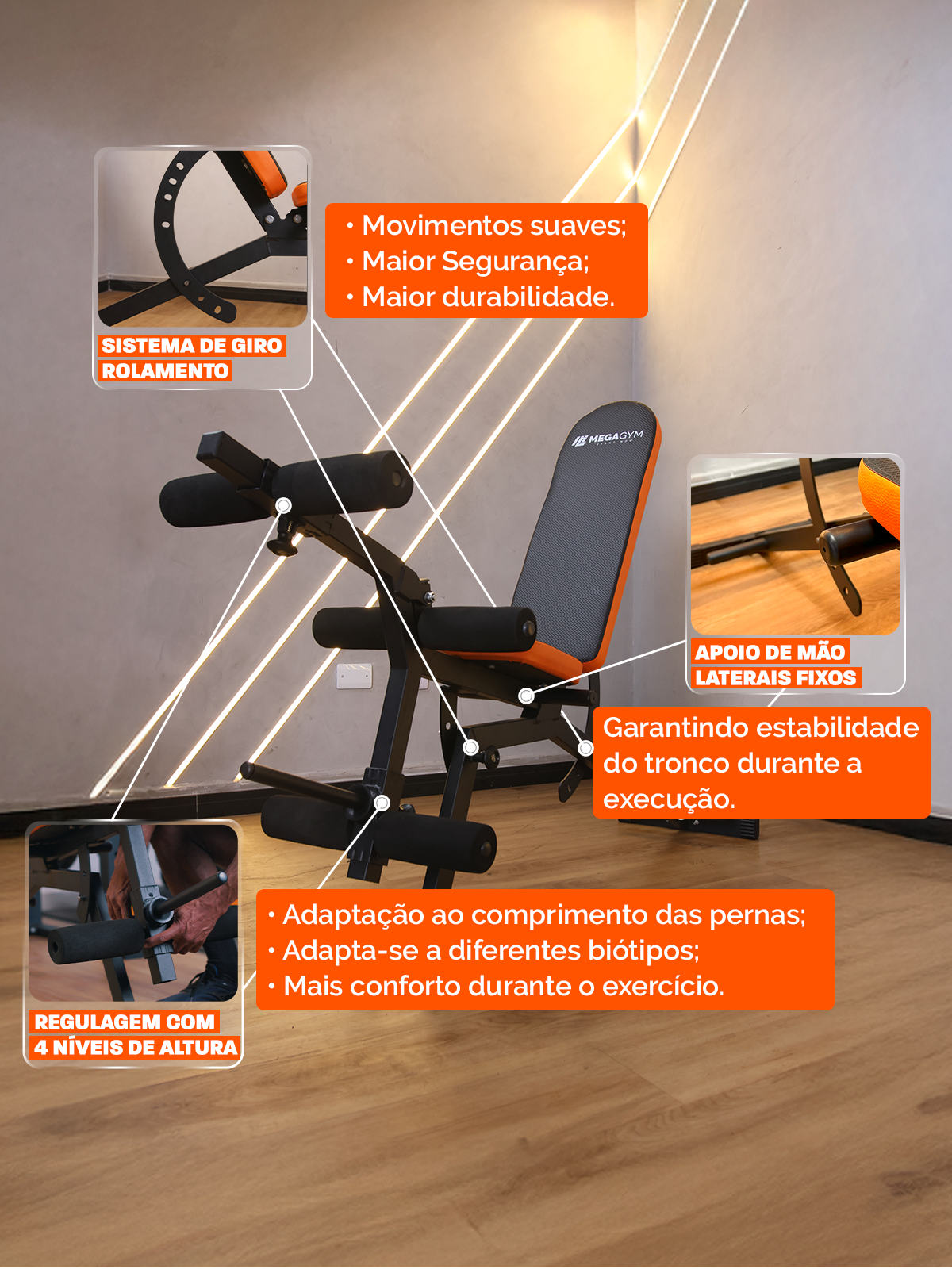 Banco Supino Regulável Com Cadeira Extensora E Mesa Flexora Ajustáveis