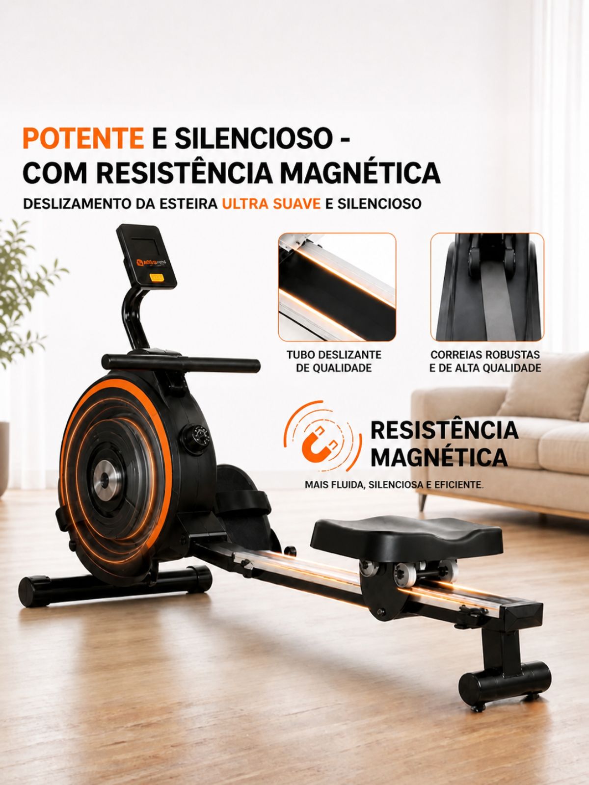 Aparelho Simulador de Remo Indoor Magnético ROW 3000 - MegaGym
