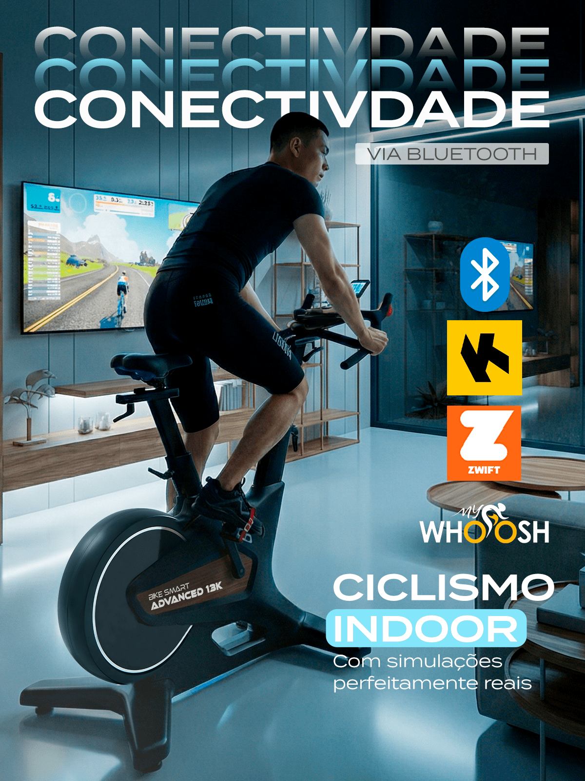 Bike Ergometrica Smart Advanced 13K | Ajuste Automático De Intensidade | Disco De Inercia 13K | Resistência Magnética| Suporta 150 Kg - MegaGym